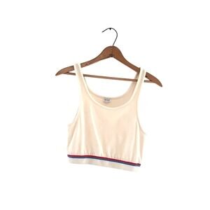 KULE Velour Stripe Top Ivory‎ - Size S